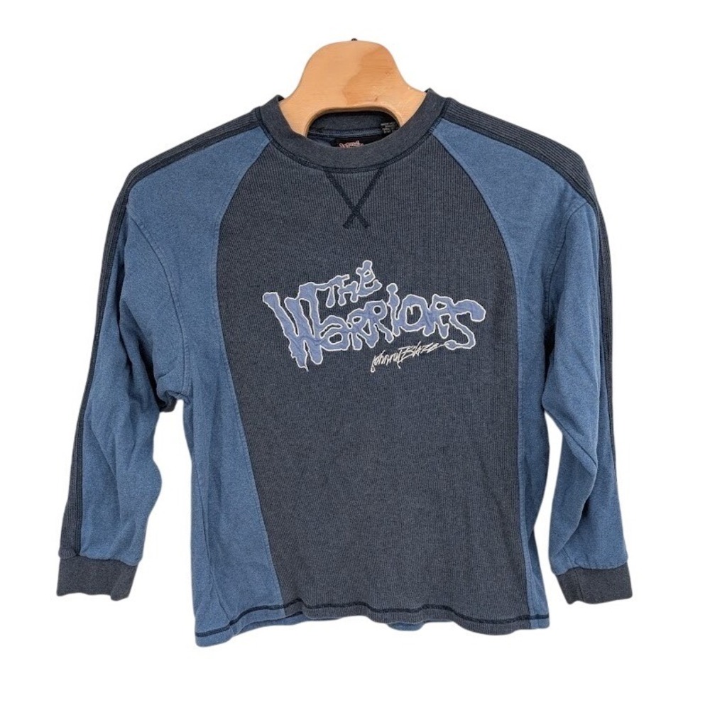 Vtg The Warriors Johnny Blaze Long Sleeve Sweatshirt Sz XL Blue Embroidered
